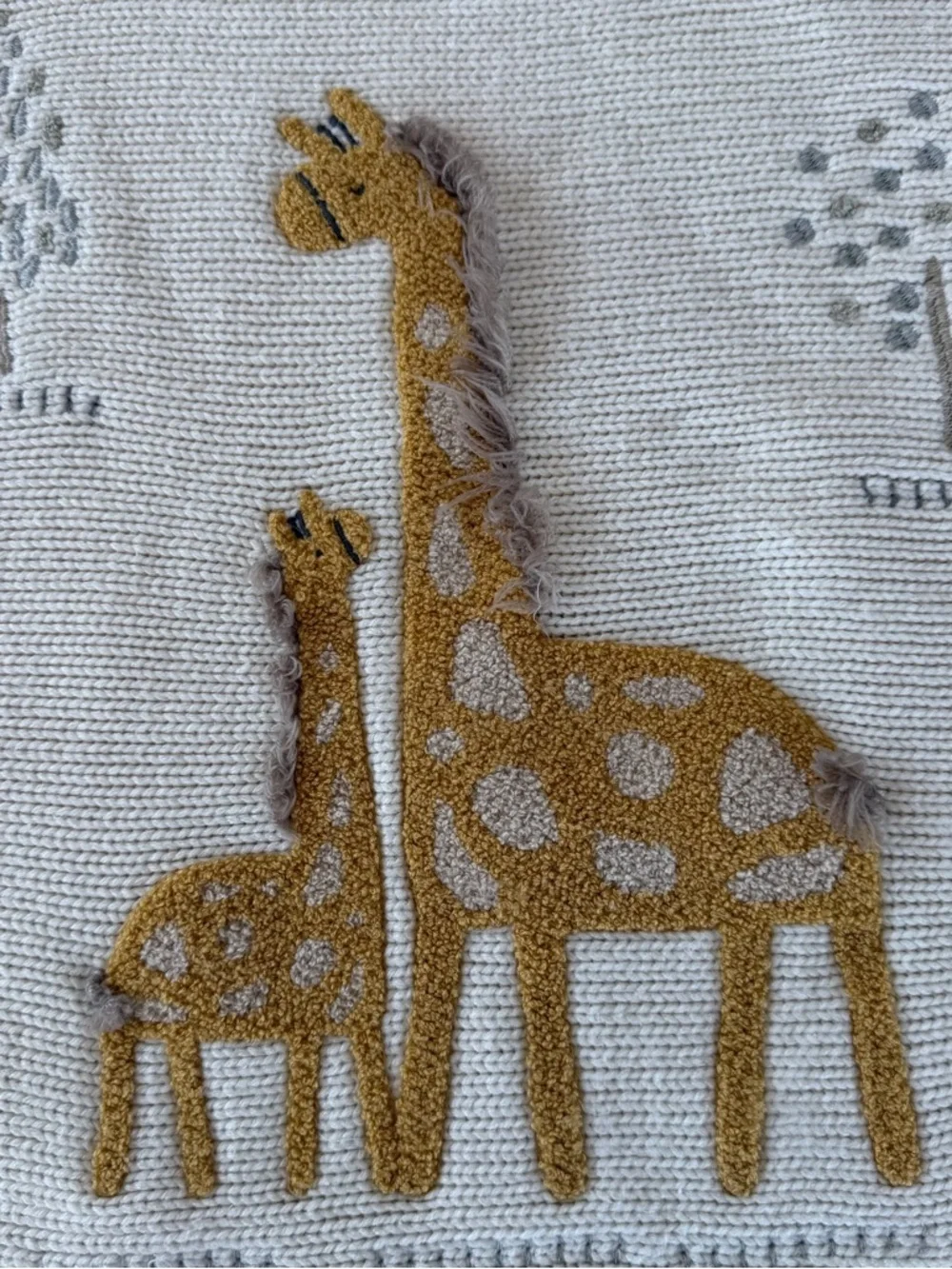 Pottery Barn Kids Giraffe Recycled Heirloom Cable Knit Baby Blanket 28x41 GUC